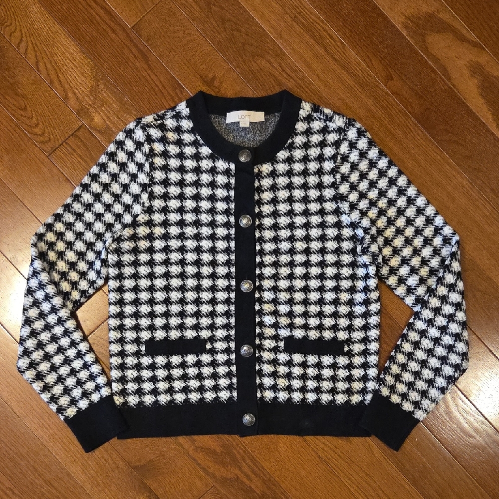 Loft Houndstooth Cardigan